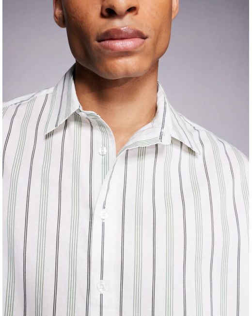 Chemise coupe carrée classique à rayures - blanc et ASOS pour homme en coloris White