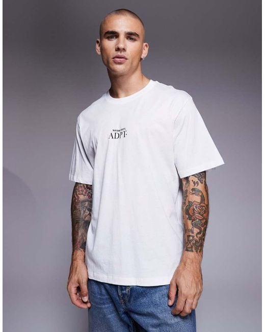 T-Shirt Oversize Bianca Con Stampa Sul Retro di ADPT in Gray da Uomo