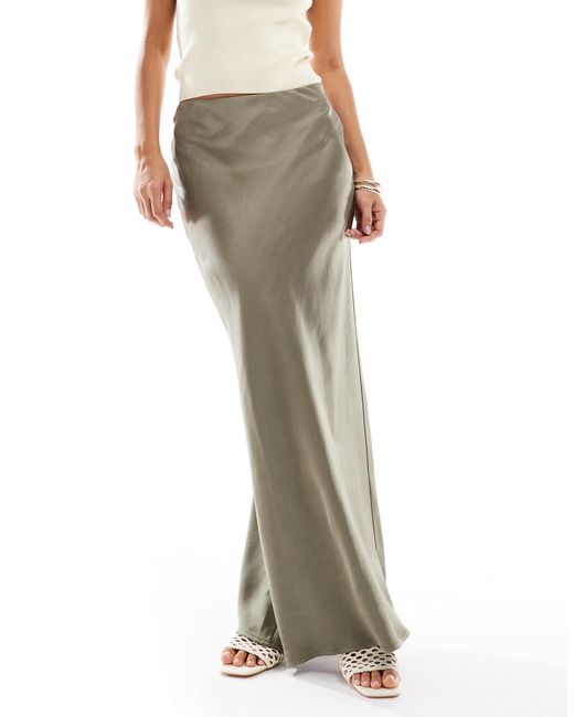 4th & Reckless White Satin Column Maxi Skirt