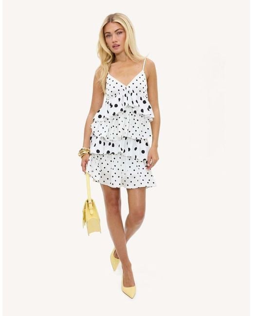 Loavies White Starlit Shores Mini Dress With Polka Dots