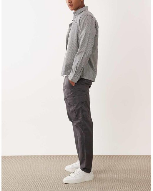 Jack & Jones Gray Straight Cargo Trousers for men