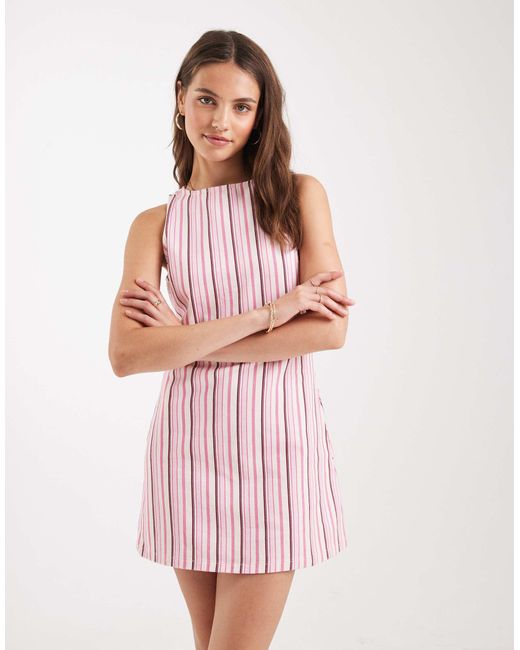 Robe droite en jean à rayures Miss Selfridge en coloris Pink