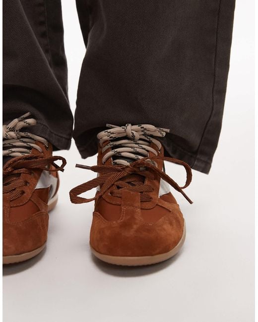 Bronx Brown Park-err Leather Sneakers With Contrast Laces
