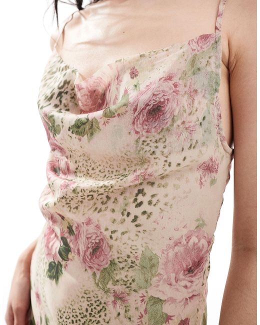 Miss Selfridge Pink Chiffon Cowl Maxi Slip Dress