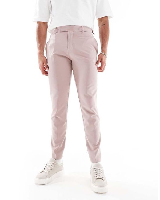 ASOS Pink Four Way Stretch Skinny Suit Pants for men