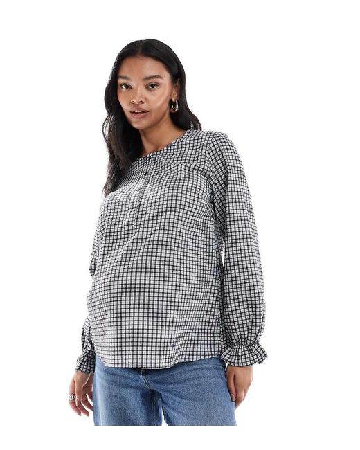 Mama.licious Gray Mamalicious Maternity Button Front Nursing Friendly Blouse