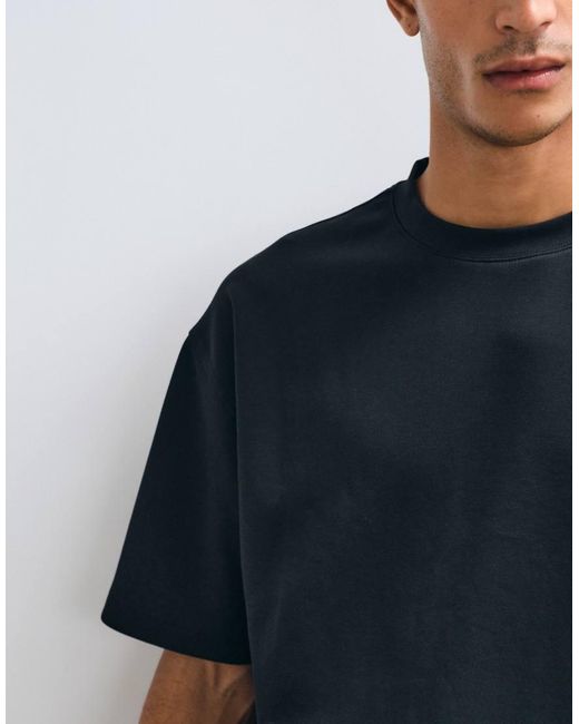 ASOS Black Luxe Interlock Oversized Boxy T-shirt for men