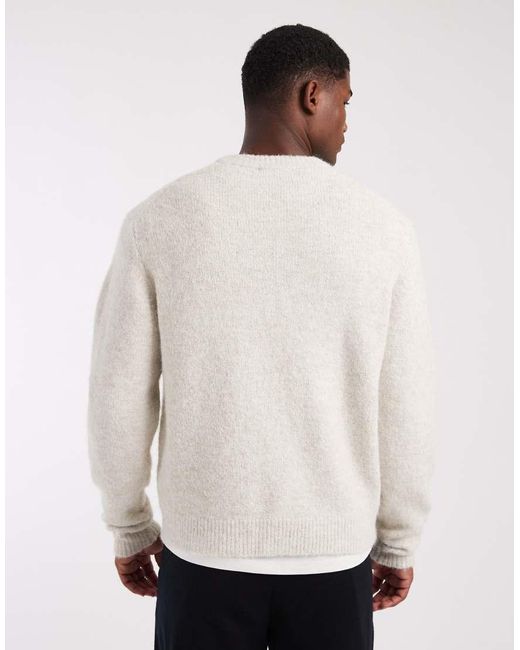 Only & Sons White Boxy Fit Crew Neck Knit for men