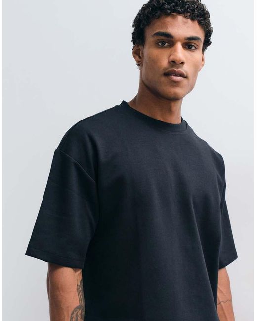 ASOS Black Premium Interlock Oversized T-shirt for men