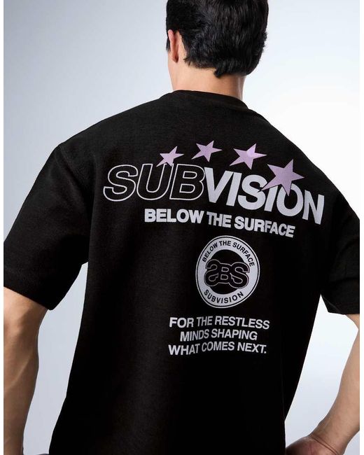 Bershka Black Fleece Print T-shirt for men