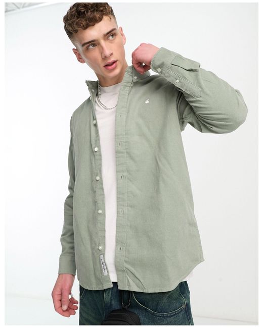 Carhartt Madison - Corduroy Overhemd in het Green voor heren