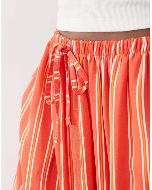 ASOS Red Linen Blend Maxi Circle Skirt