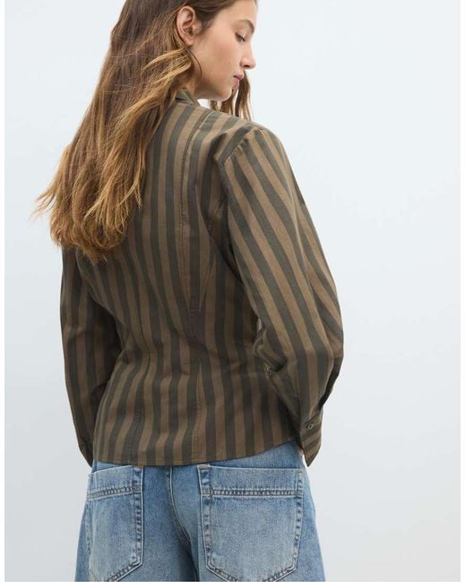 Stradivarius Blue Striped Shirt