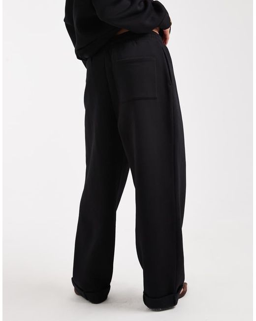 ASOS Black Oversized Brushback Sweatpants With Cuffed Hems Detail