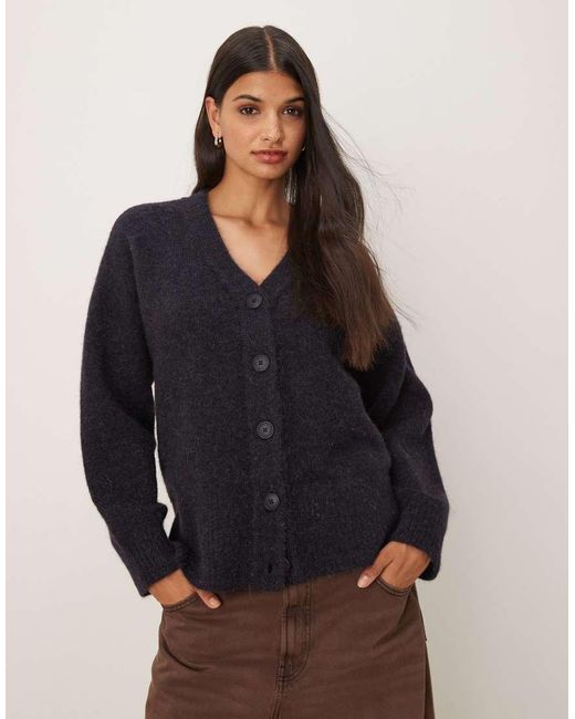 ASOS Blue Premium Wool And Alpaca Cardigan