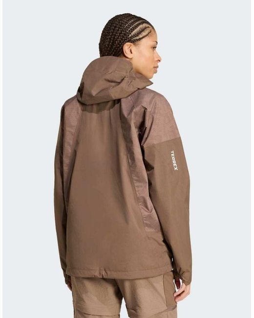 Adidas Originals Brown Terrex Xperior 2.5 Layer Hybrid Primeknit Climaproof Jacket