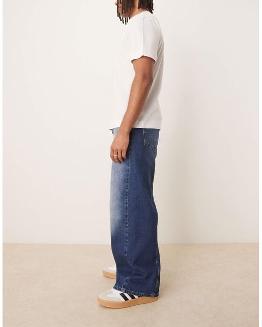 ASOS Blue Super baggy Jeans With Piping Seam Detail for men