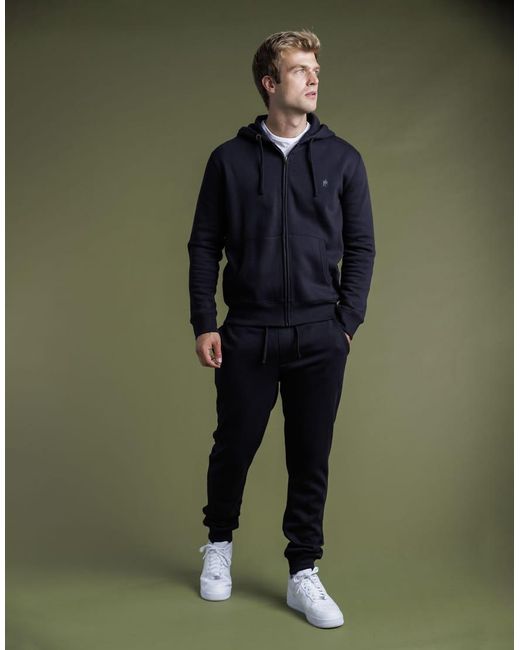 French Connection Blue Cotton Blend Zip Hoody for men