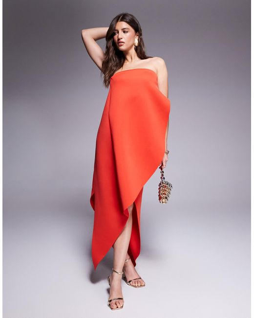 ASOS Red Minimal Midi Dress With Wrap Round Body Detailing