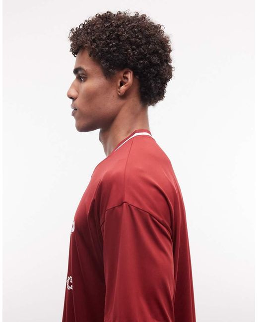 ASOS Red Oversized T-shirt With Football Graphic for men