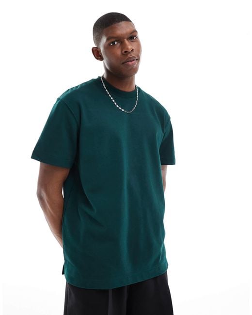 Bershka Green Heavy Weight Oversized T-shirt for men