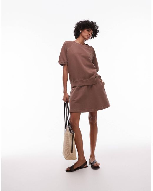 ARKET Brown Soft Terry Sweatshirt With Short Sleeves