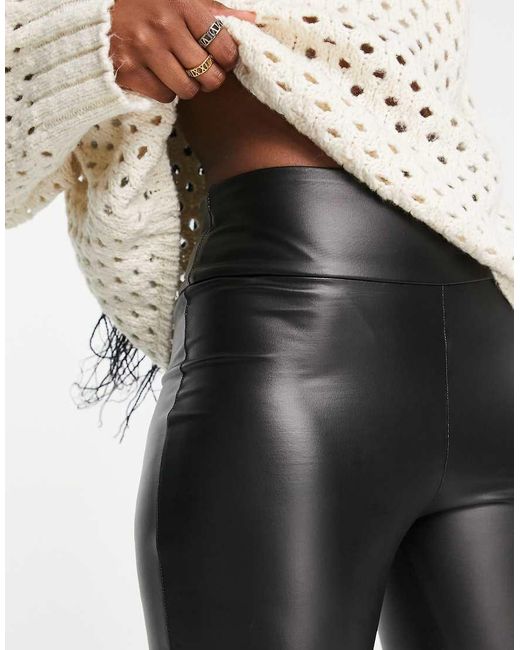 River Island Black High Waist Matt Coated Legging