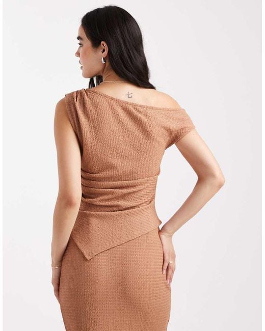 Vero Moda Multicolor Textured Jersey Asymmetric Detail Drape Top