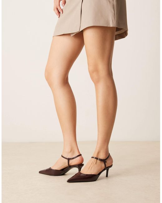 Mango Natural Ankle Strap Pointed Heel