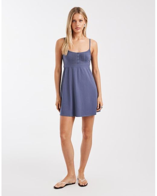 Hollister Blue Y2k Pintuck Knit Mini Dress