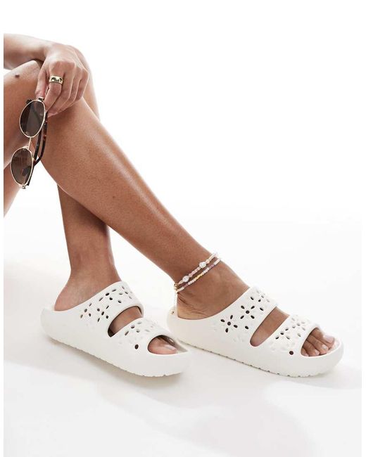 CROCSTM White Classic Floral Cut-out Sandals