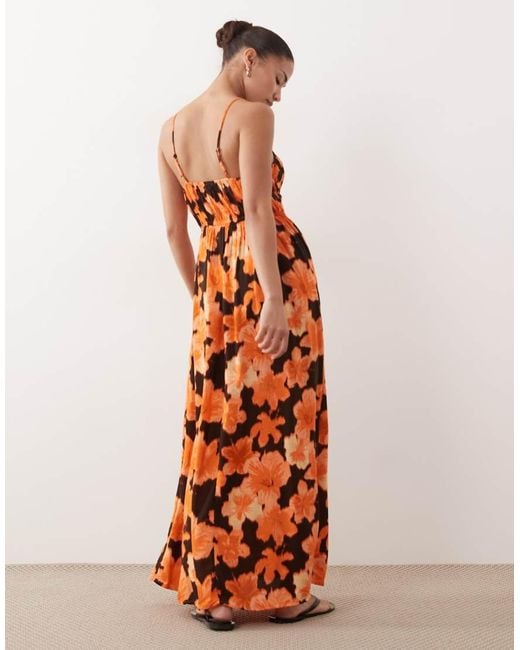 Miss Selfridge Brown Spun Strappy Maxi Dress