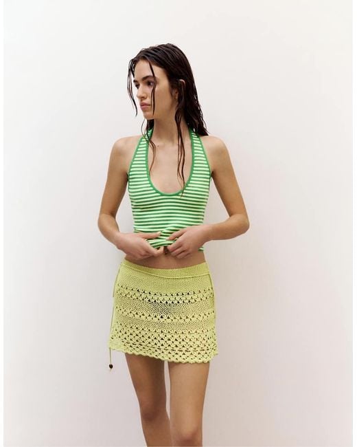 Pull&Bear Blue Striped Halter Top