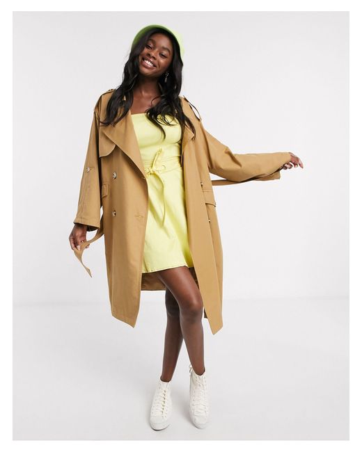 Pull Bear Synthetic Oversized Trench, White Oversized Trench Coat