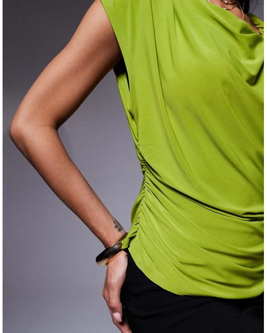 ASOS Green Twist Shoulder Drape Top
