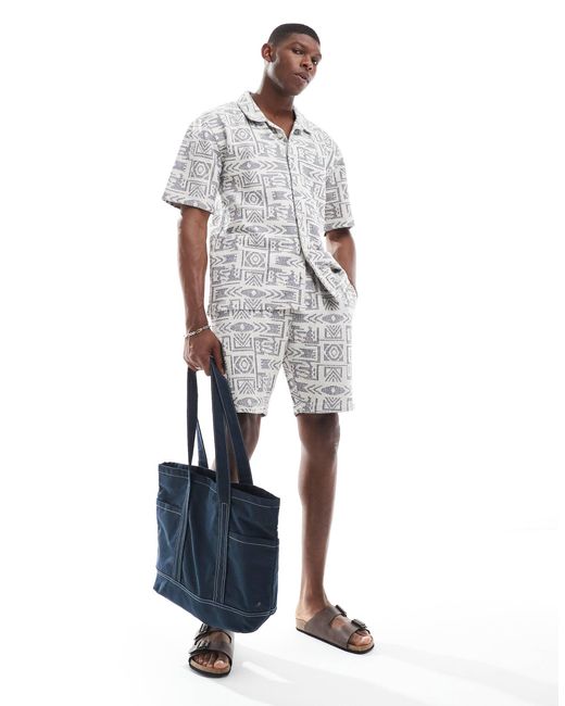 Threadbare – texturiertes, kurzärmliges hemd in White für Herren