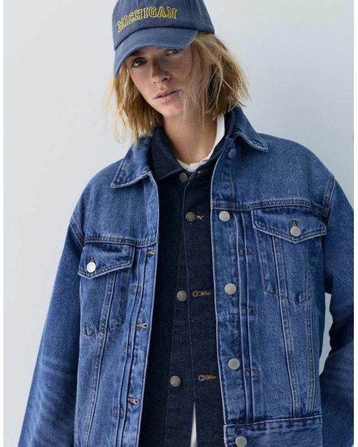 Pull&Bear Blue Michigan Graphic Cap