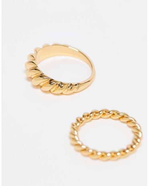 ASOS Set Van 2 Ringen Verguld Met Met Textuur in het Metallic