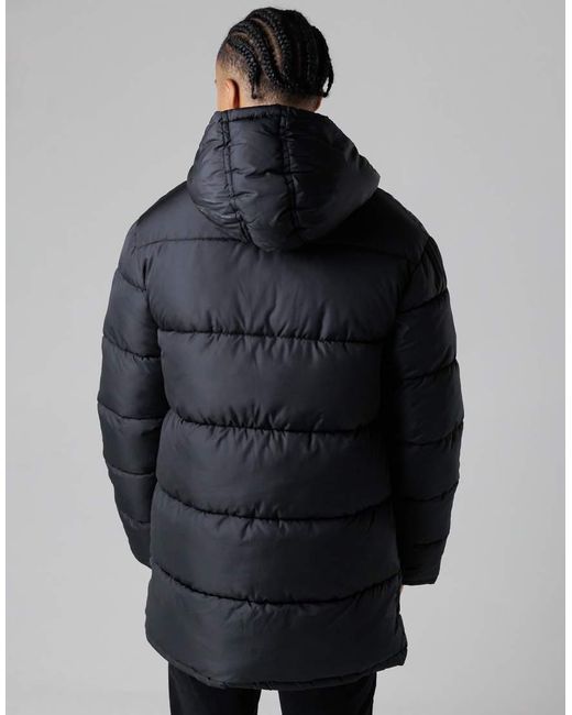French Connection Blue Hooded Parka Longline Zip-Through Jacket for men