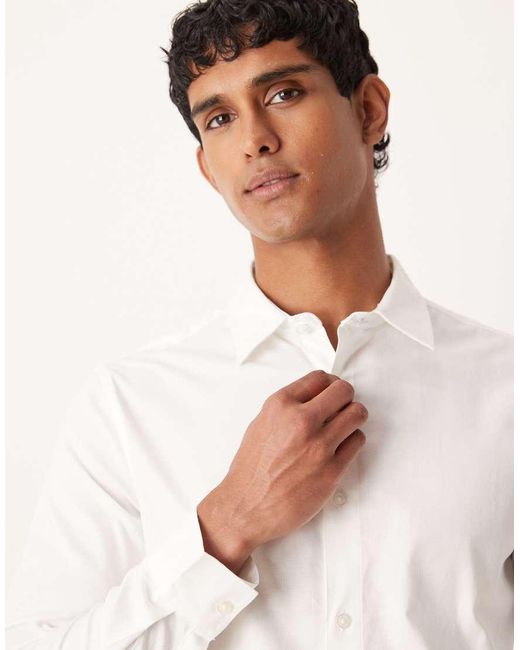 ASOS White Easy Iron Royal Oxford Slim Shirt for men