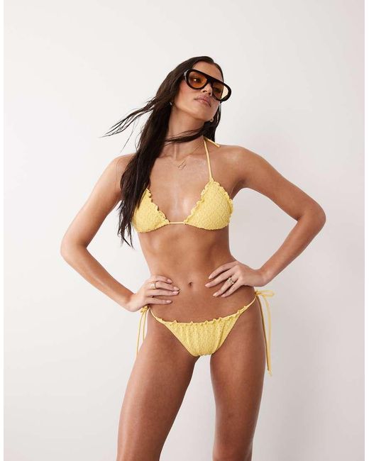 Candypants Natural Broderie Triangle Bikini Top
