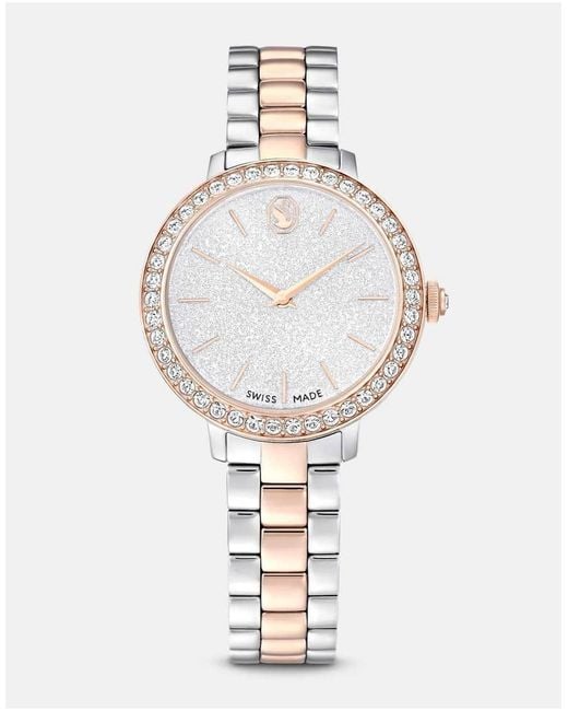Swarovski White Watch, Swiss Made, Metal Bracelet, Tone, Rose-Tone Finish