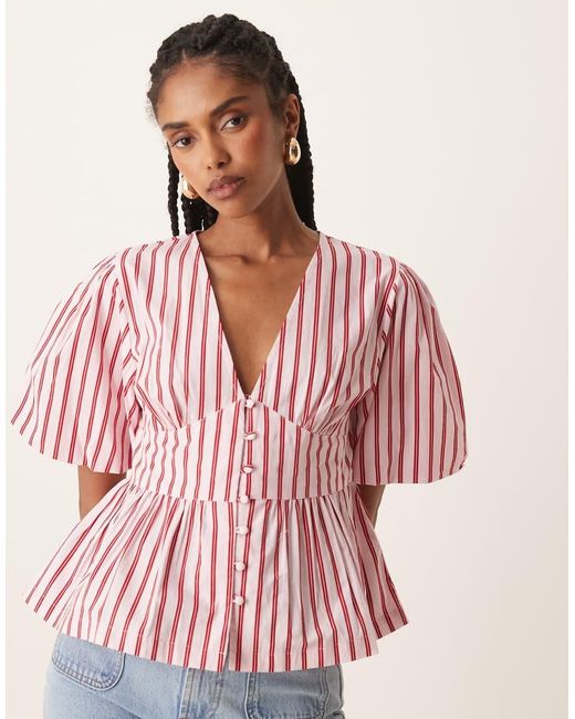Nobody's Child Red Starlight Puff Sleeve Top