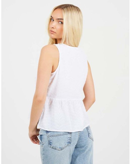 Brave Soul White Shirred Tie Front Vest