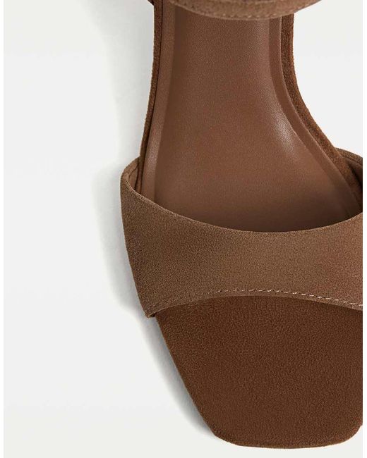 Stradivarius White Leather Heeled Sandals