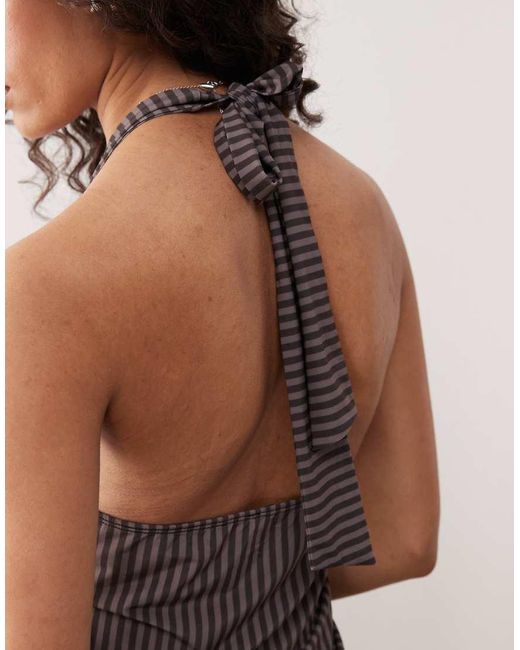 Collusion Brown Halter Knot Front Top