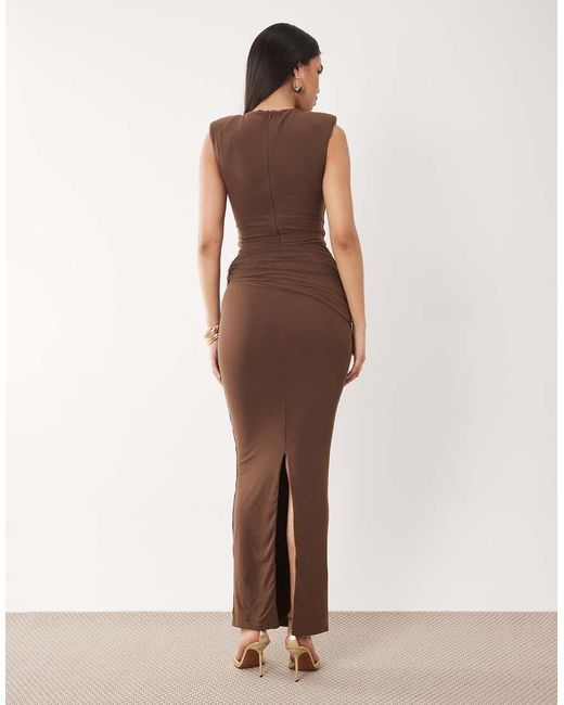 Wanderdoll Red Bronte Sculpting Sleeveless Gold-tone Hardware Detail Maxi Dress