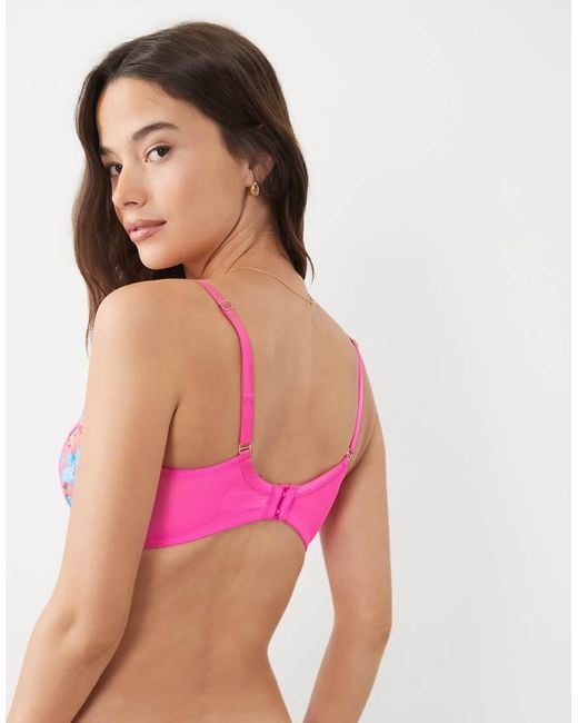 Ann Summers Purple Fuller Bust Ambitious Floral Embroidery Non Padded Balcony Bra