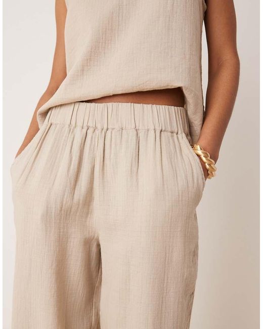 Vila Natural Crinkle Wide Leg Trouser Co-ord