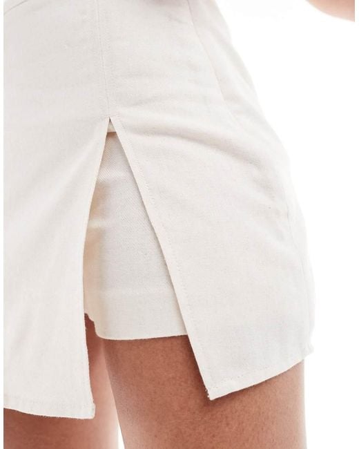 Pimkie White Linen Side Split Skort